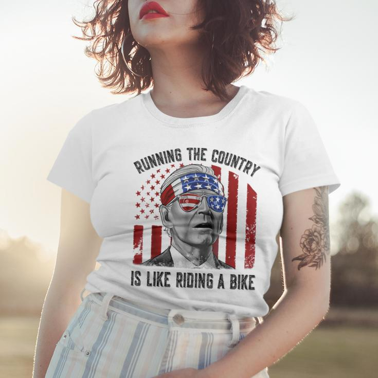 Merry 4Th Of July Joe Biden Falling Off His Bicycle Funny Women T-shirt Gifts for Her