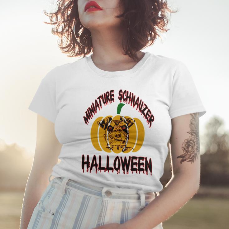 Miniature Schnauzer Halloween On All Hallows Night Women T-shirt Gifts for Her