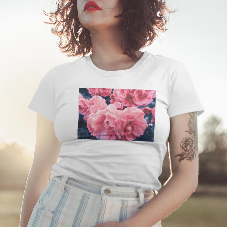 Pink Roses In Garden Women T-shirt Gifts for Her