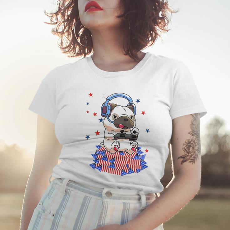 Pug Game Puppy Controller 4Th Of July Boys Kids Video Gamer Women T-shirt Gifts for Her
