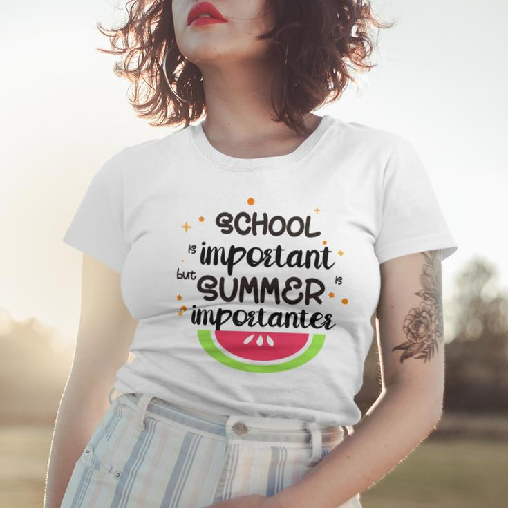 School Is Important But Summer Is Importanter Watermelon Design Women T-shirt Gifts for Her