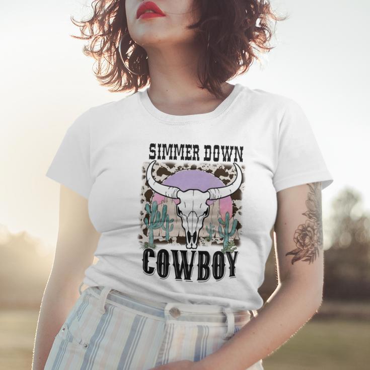 Simmer Down Cowboy Western Style Gift Women T-shirt Gifts for Her