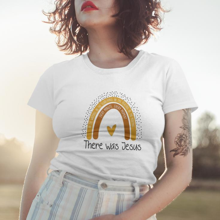 There Was Jesus Polka Dot Boho Rainbow Christian Easter Day Women T-shirt Gifts for Her
