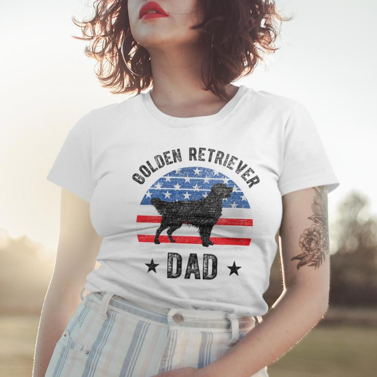 Womens American Flag Golden Retriever Dad 4Th Of July Women T-shirt Gifts for Her