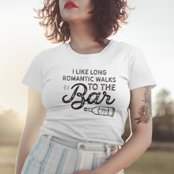 Womens I Like Long Romantic Walks To The Bar Funny Drinking Women T-shirt Gifts for Her