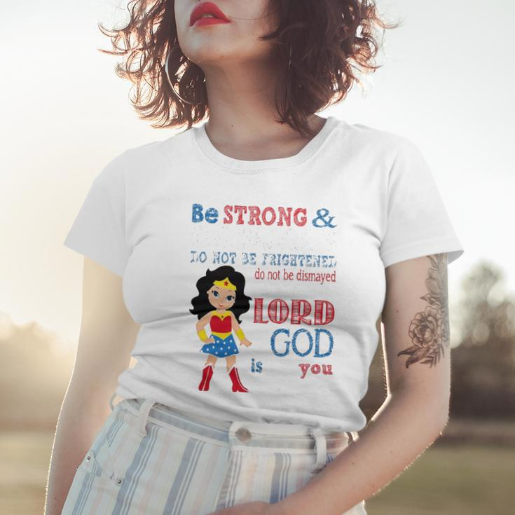 Womens Superhero Christian Be Strong And Courageous Joshua 19 Gift Women T-shirt Gifts for Her