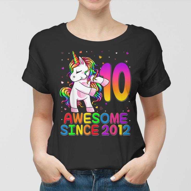 10 Year Old Unicorn Flossing 10Th Birthday Girl Unicorn Women T-shirt