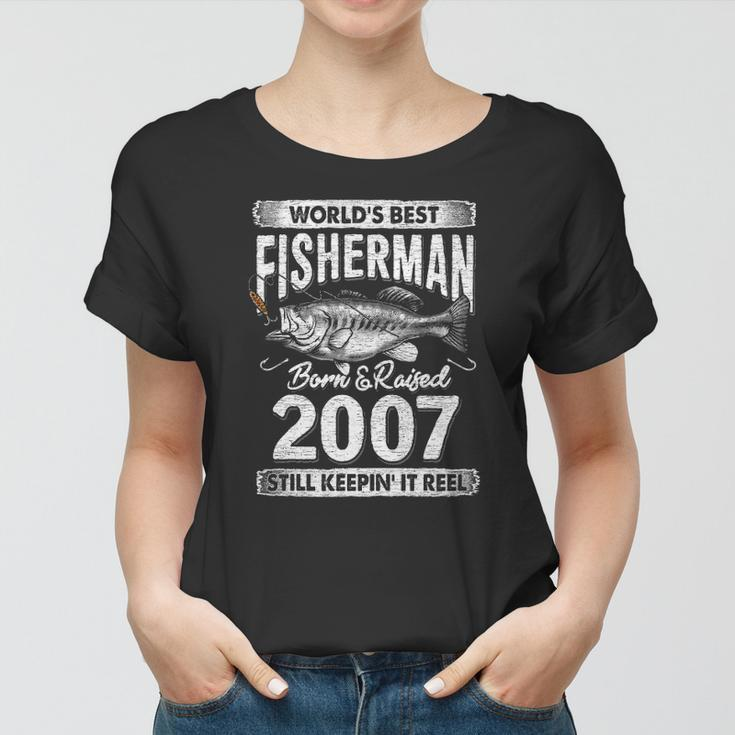 15 Years Old Fisherman Born In 2007 Fisherman 15Th Birthday Women T-shirt