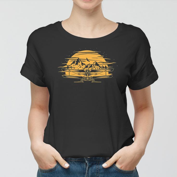 Airplane Aircraft Plane Propeller Mountains Sky Air Gift Women T-shirt