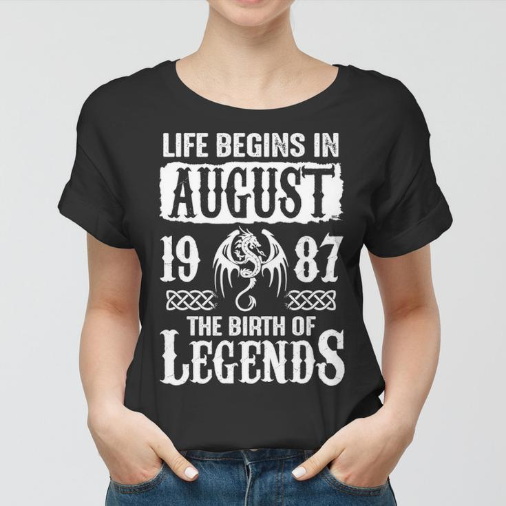 August 1987 Birthday Life Begins In August 1987 Women T-shirt