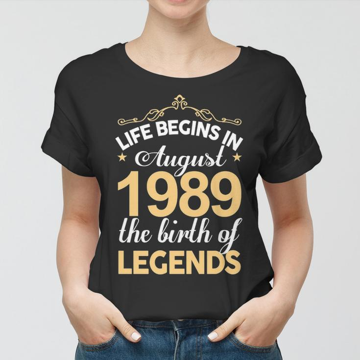 August 1989 Birthday Life Begins In August 1989 V2 Women T-shirt