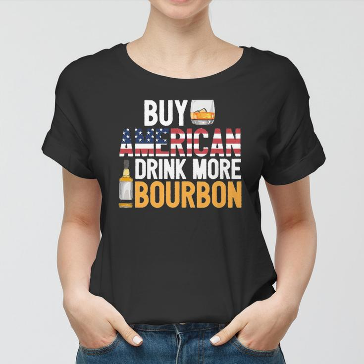 Buy American Drink More Bourbon Funny Whiskey Drinking Women T-shirt