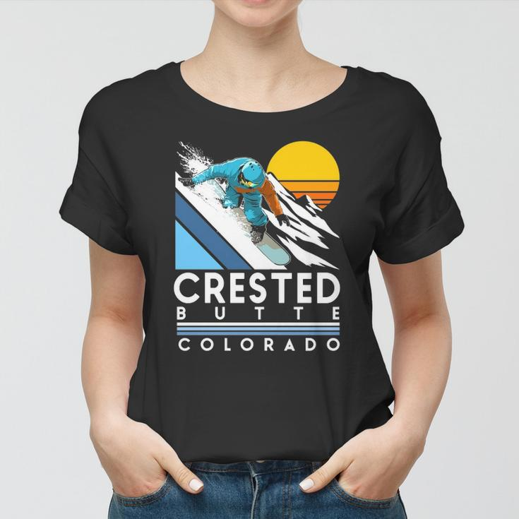 Crested Butte Colorado Retro Snowboard Women T-shirt