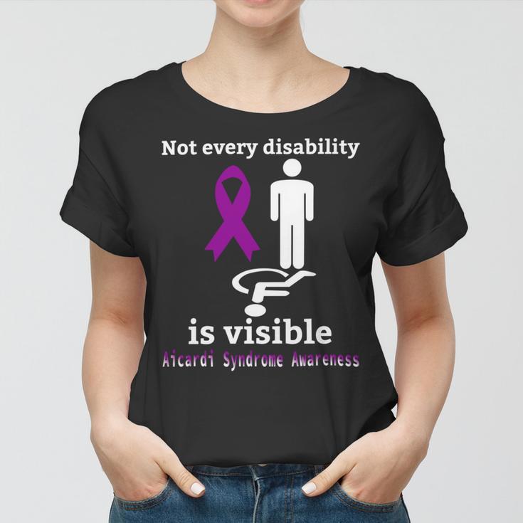 Every Disability Is Visible Aicardi Syndrome Awareness Purple Ribbon Aicardi Syndrome Support Aicardi Syndrome Awareness Women T-shirt