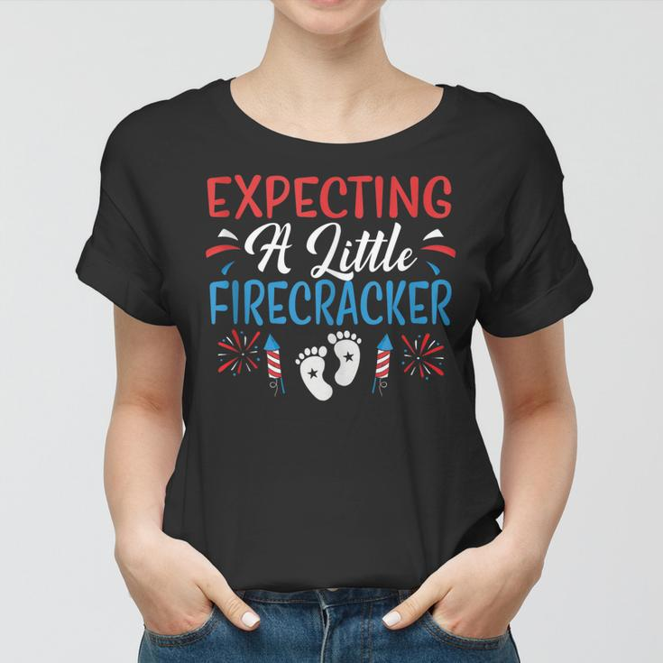 Expecting A Little Firecracker 4Th Of July Pregnancy Baby Women T-shirt