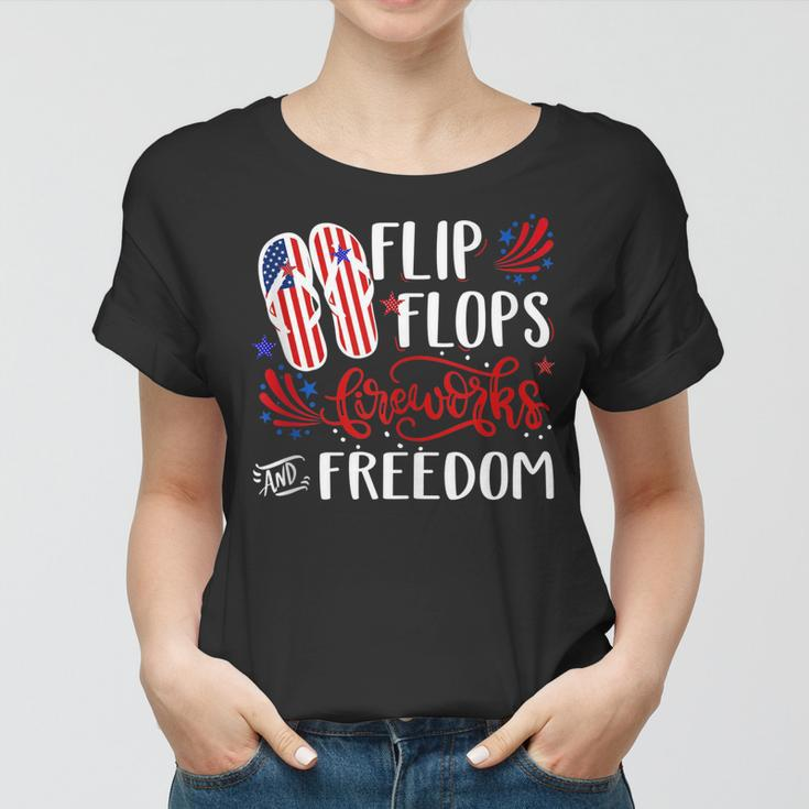 Flip Flops Fireworks And Freedom 4Th Of July V2 Women T-shirt