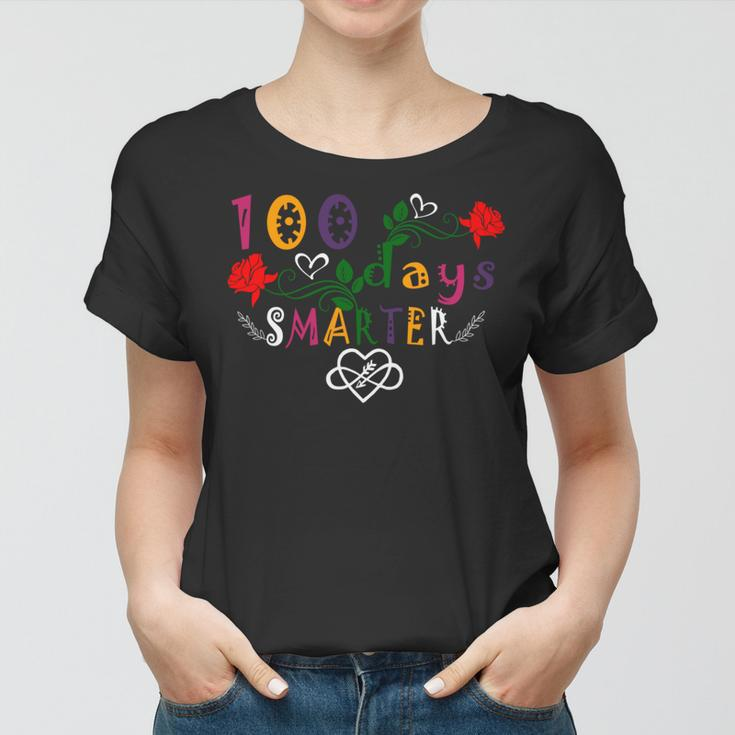 Funny 100 Days Smarter Shirt Happy 100Th Day Of School Gifts Women T-shirt