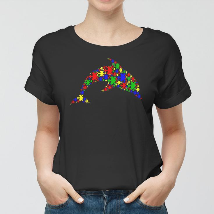 Funny Dolphin Puzzle Animals Lover Autism Awareness Women T-shirt