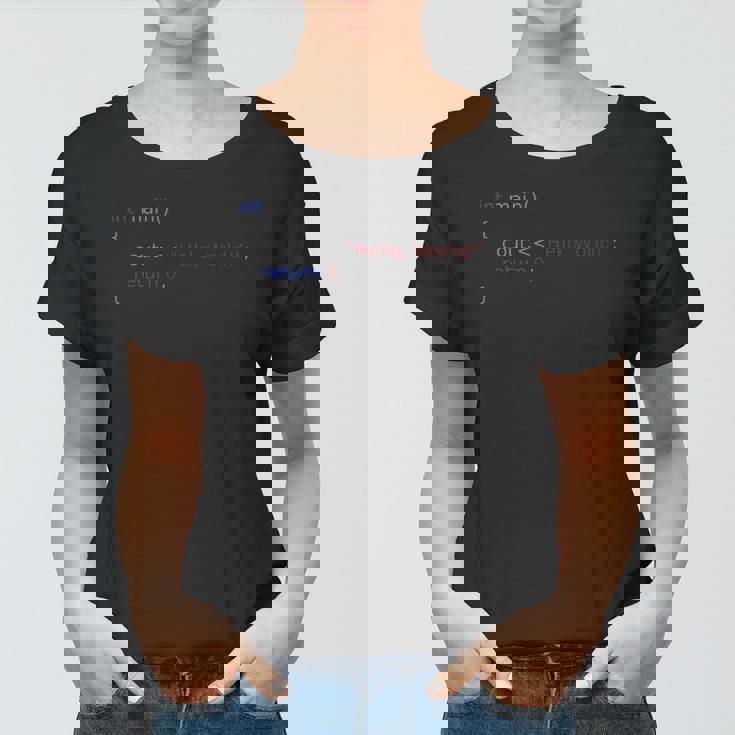 Hello World C Programming Languages Women T-shirt