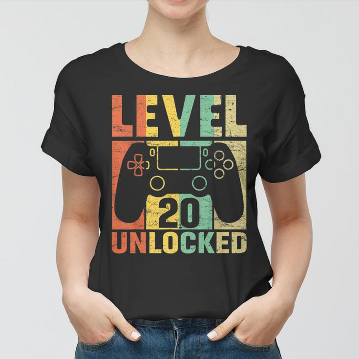Level 20 Unlocked Video Game 20Th Birthday Gift Retro Women T-shirt