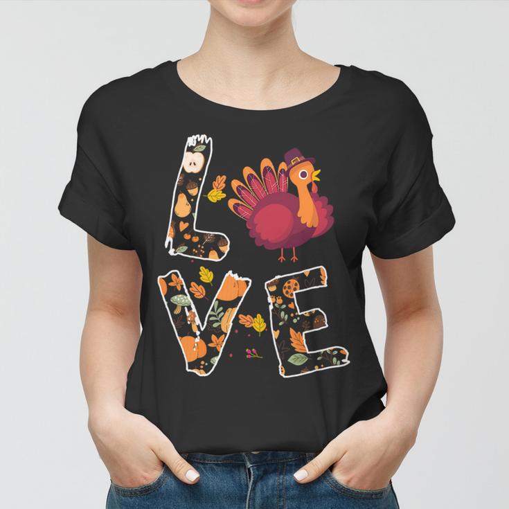 Love Turkey Thanksgiving Happy Fall 20 Shirt Women T-shirt