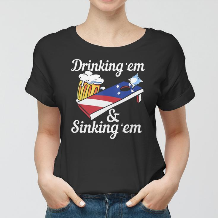Mens Men Or Women Drinking Yard Game - Funny Cornhole Women T-shirt
