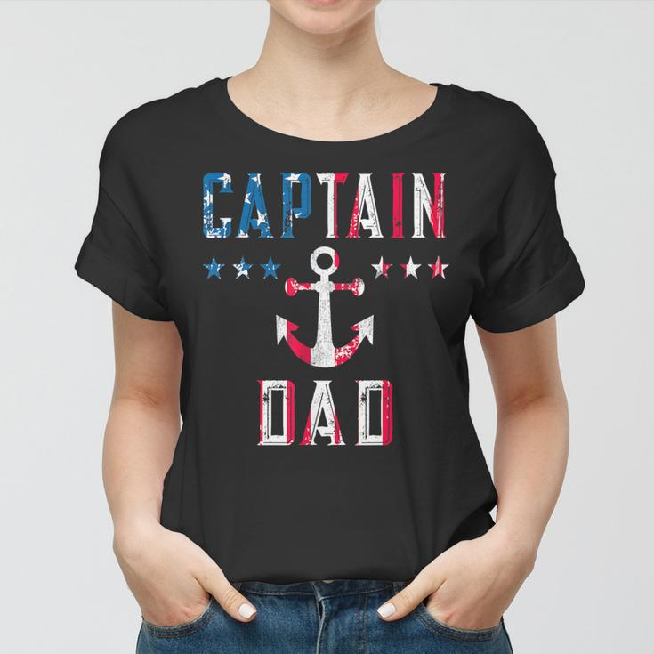 Mens Patriotic Captain Dad American Flag Boat Owner 4Th Of July Women T-shirt