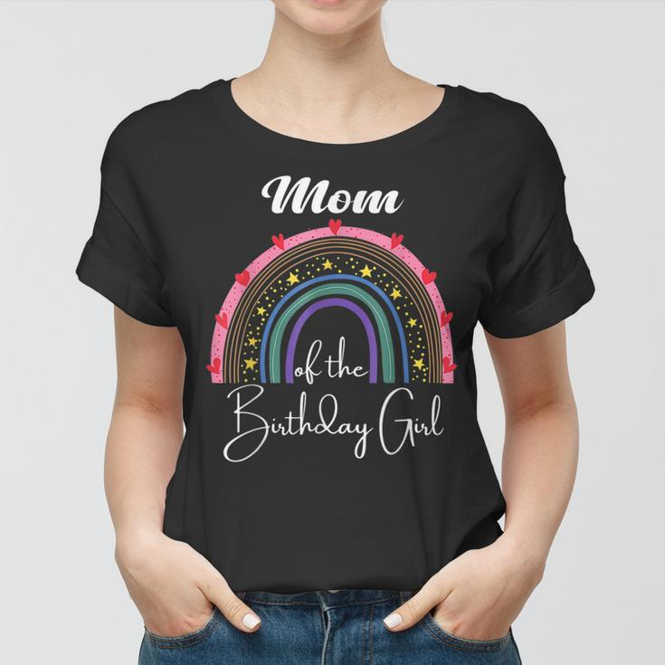 Mom Of The Birthday Girl Rainbow Boho Birthday Party Mama Women T-shirt