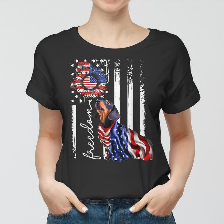 Patriotic 4Th Of July Weiner Dachshund Dog Freedom Women T-shirt