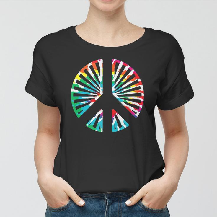 Peace Sign Rainbow Colors 70S 80S Party Women T-shirt