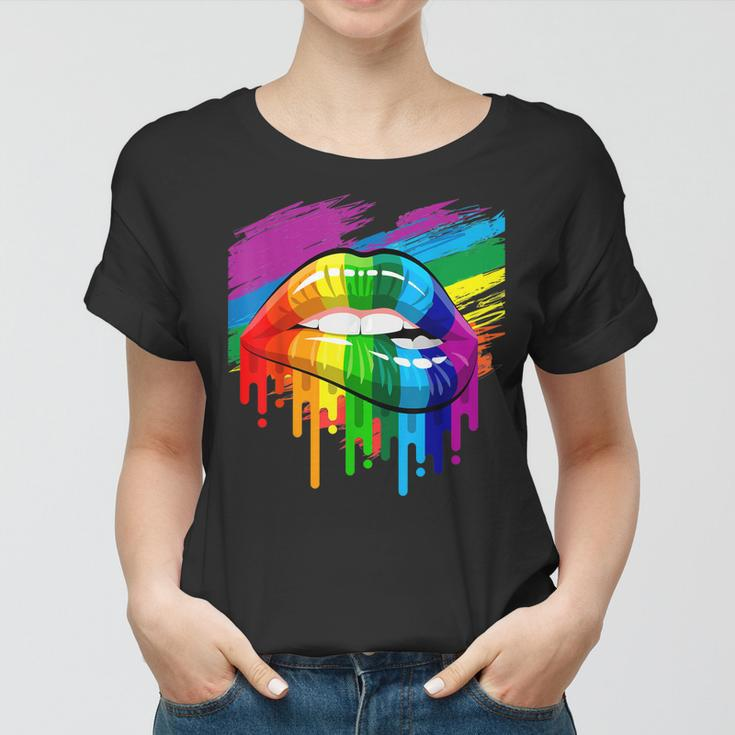 Rainbow Lips Lgbt Pride Month Rainbow Flag Women T-shirt