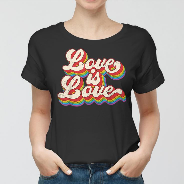 Rainbow Vintage Love Is Love Lgbt Gay Lesbian Pride Women T-shirt