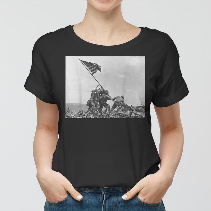 Raising The Flag On Iwo Jima Ww2 World War Ii Patriotic Women T-shirt