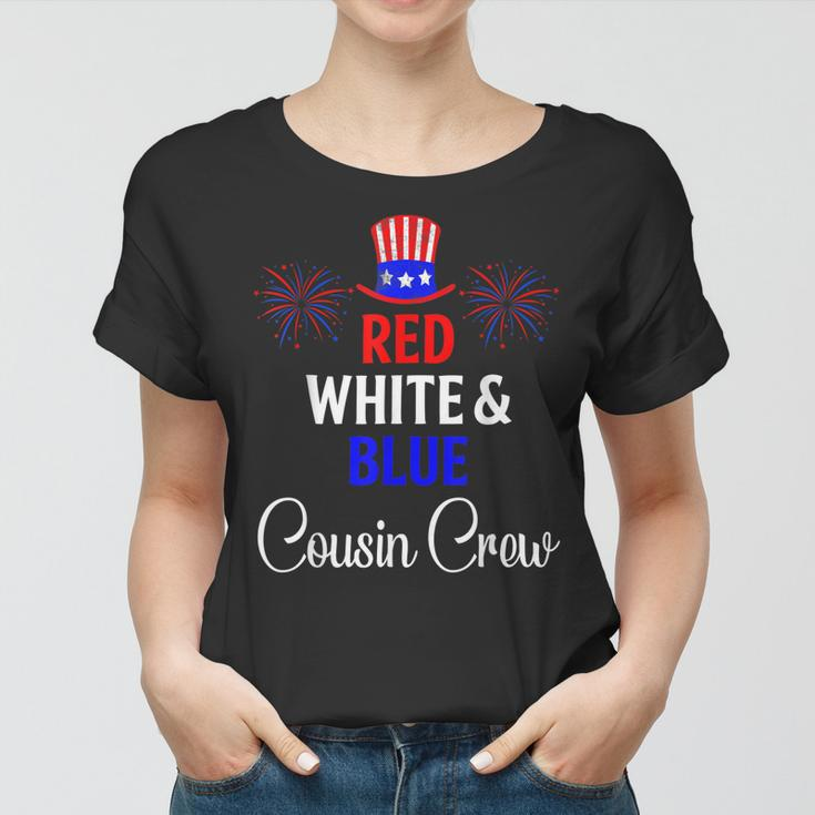 Red White & Blue Cousin Crew 4Th Of July Firework Matching Women T-shirt