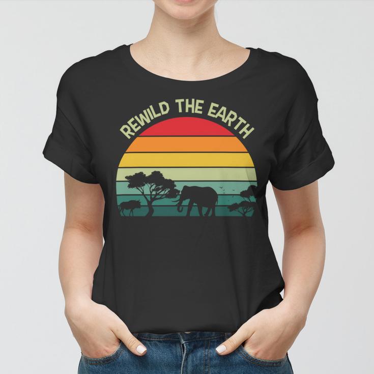 Rewild The Earth Animal Forest Earth Day Women T-shirt