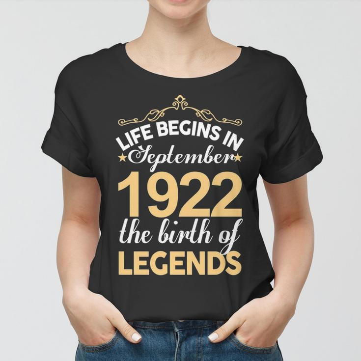 September 1922 Birthday Life Begins In September 1922 V2 Women T-shirt