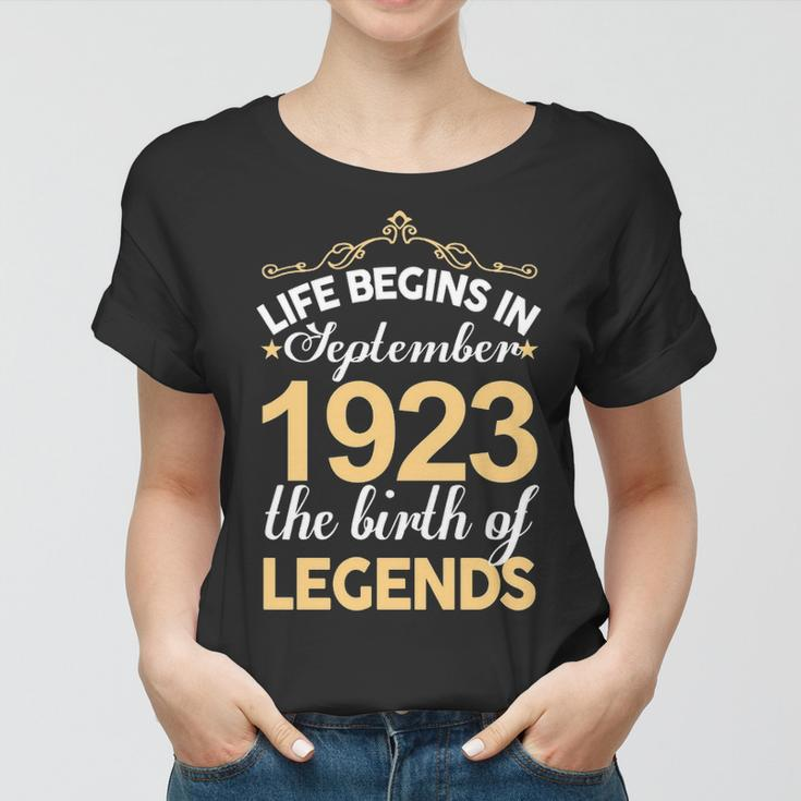 September 1923 Birthday Life Begins In September 1923 V2 Women T-shirt