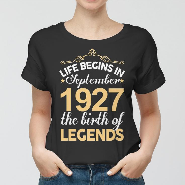 September 1927 Birthday Life Begins In September 1927 V2 Women T-shirt