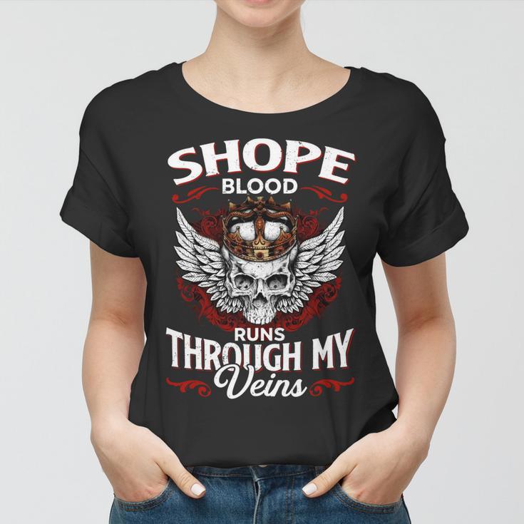 Shope Blood Runs Through My Veins Name Women T-shirt