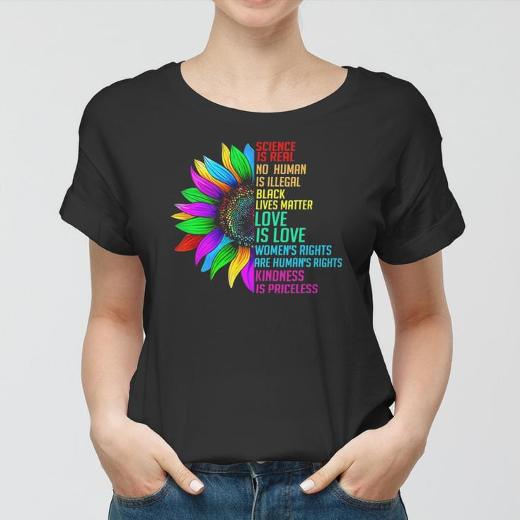 Sunflower Rainbow Science Is Real Black Lives Matter Lgbt Women T-shirt