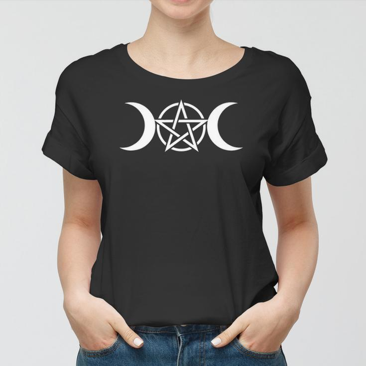 Triple Moon Goddess Wicca Pentacle Women T-shirt