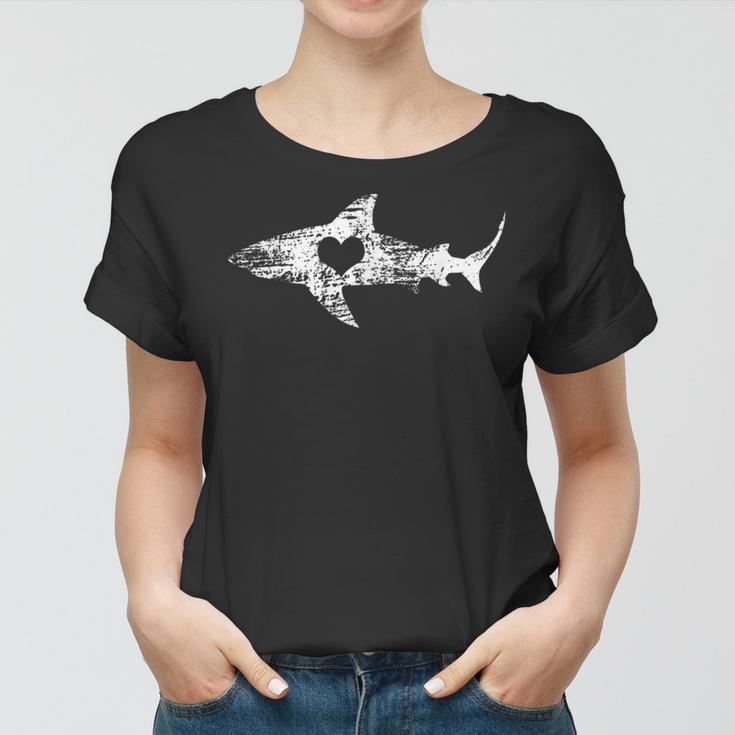 Vintage Shark Silhouette Hammerhead Shark Tiger Shark Heart 158 Trending Shirt Women T-shirt