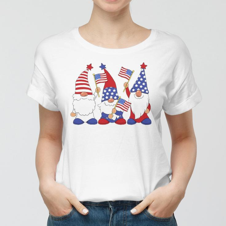 4Th Of July 2022 Patriotic Gnomes Funny American Usa Women T-shirt