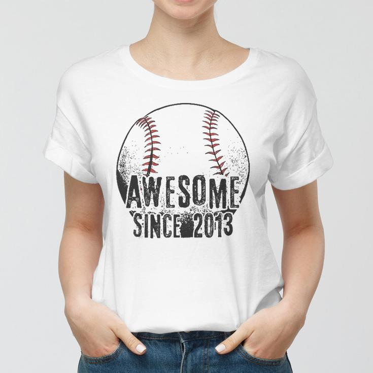 Awesome Since 2013 9 Years Old Baseball Player 9Th Birthday Women T-shirt