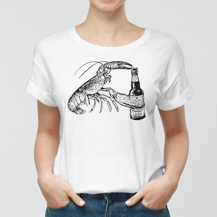 Beer Drinking Lobster Funny Craft Beer Gift Women T-shirt