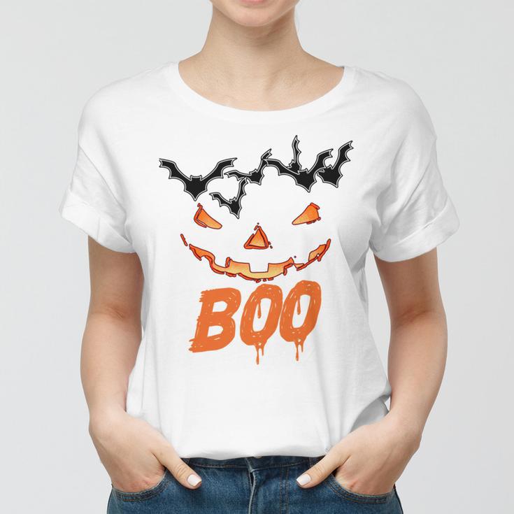 Boo Scary Pumpkin Face Women T-shirt