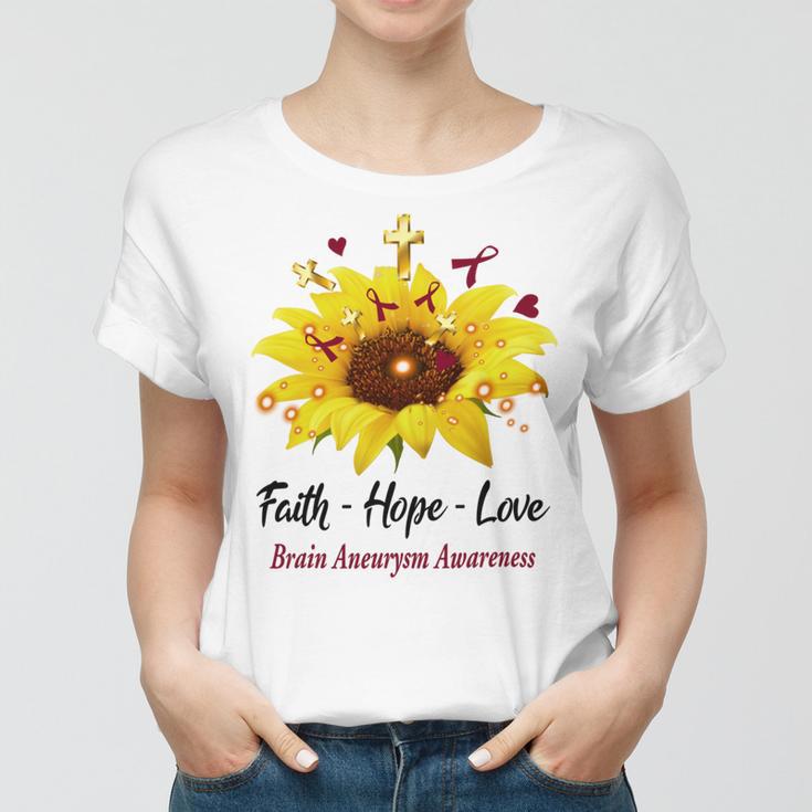 Brain Aneurysm Awareness Faith Hope Love Women T-shirt