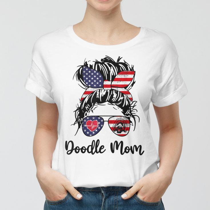 Doodle Mom Happy 4Th Of July American Flag Day Women T-shirt
