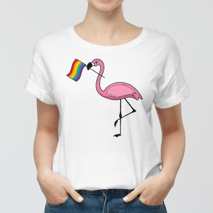 Flamingo Lgbt Flag Cool Gay Rights Supporters Gift Women T-shirt