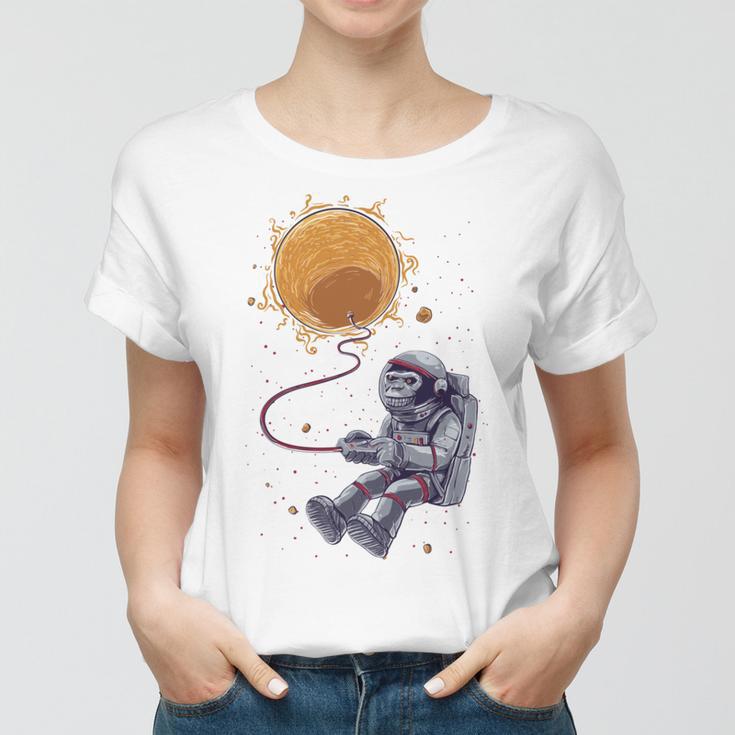 Funny Astronaut Monkey Blowing Sun V2 Women T-shirt